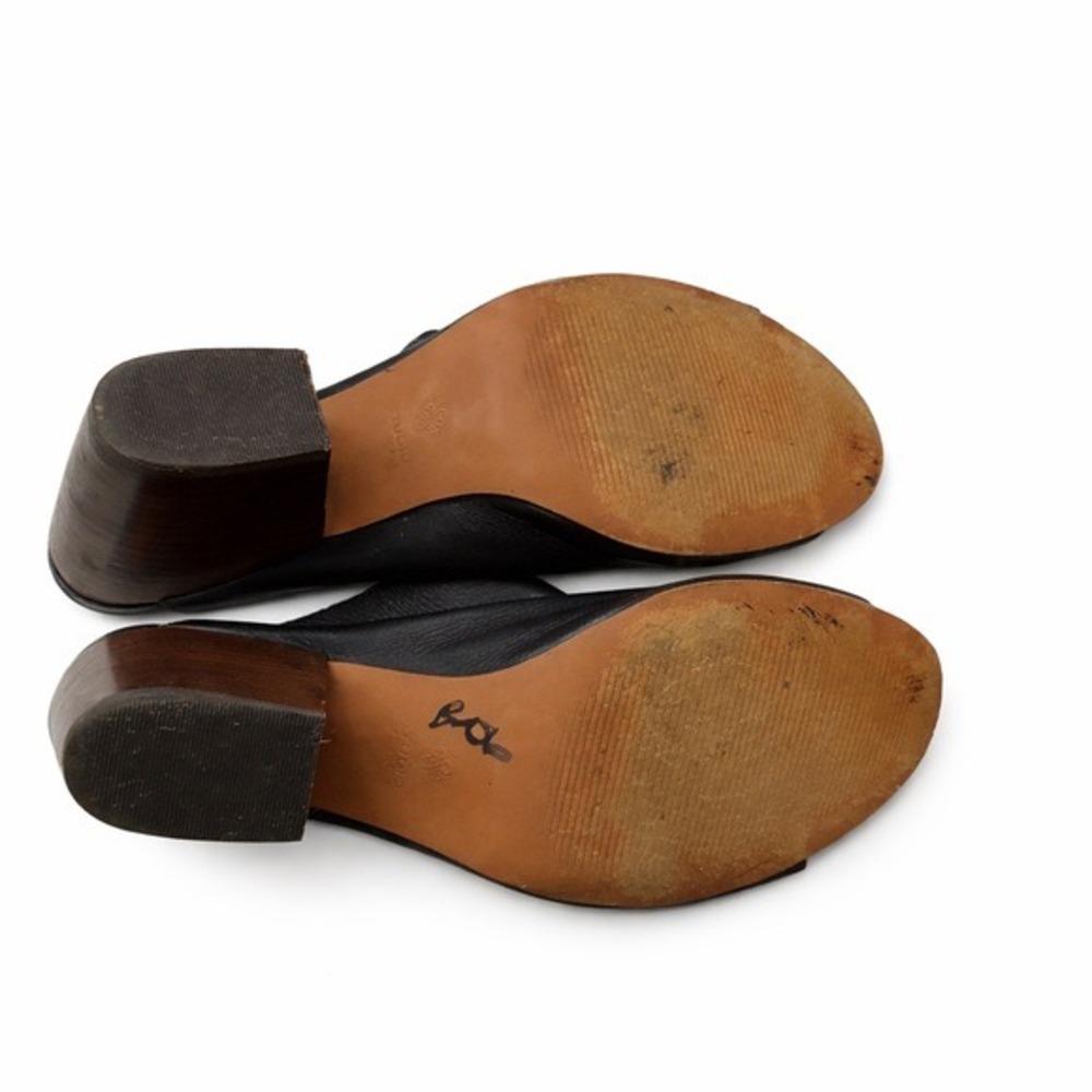 Peep Toe Studio Isola Black Soft Leather Leather Block Heel Mules Minimalist - Picture 5 of 5